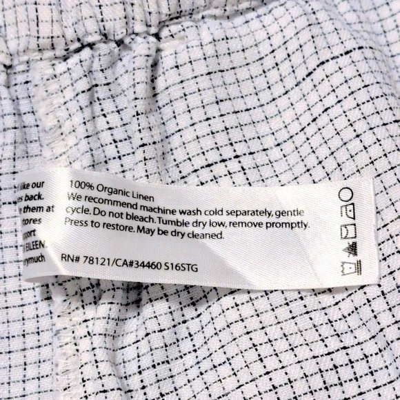 Eileen Fisher White Black Check Linen Tapered Pant Size Large - Picture 9 of 9